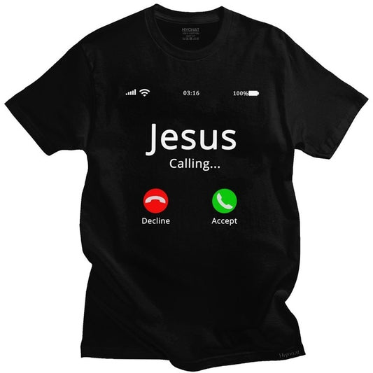 Calling Jesus T-Shirt Men's and Women's Short Sleeve O-Neck T-Shirt