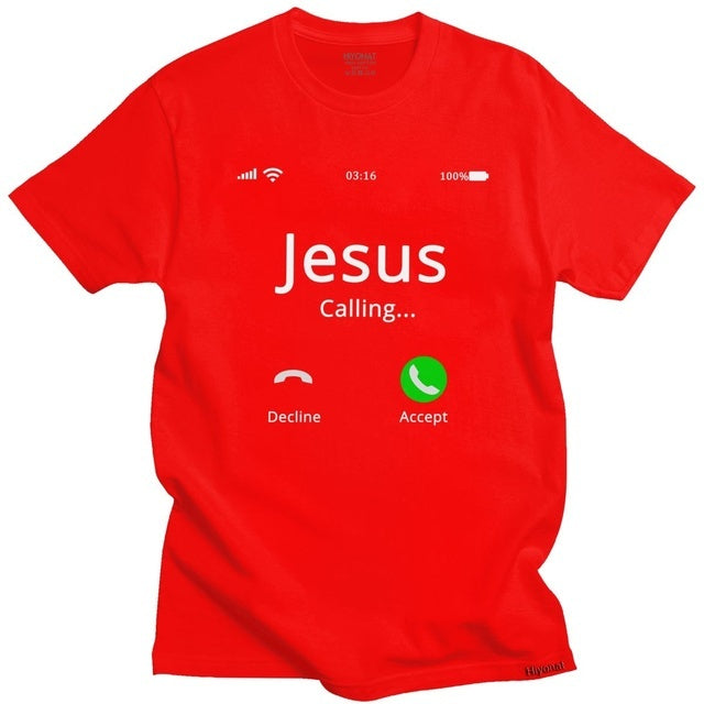 Calling Jesus T-Shirt Men's and Women's Short Sleeve O-Neck T-Shirt