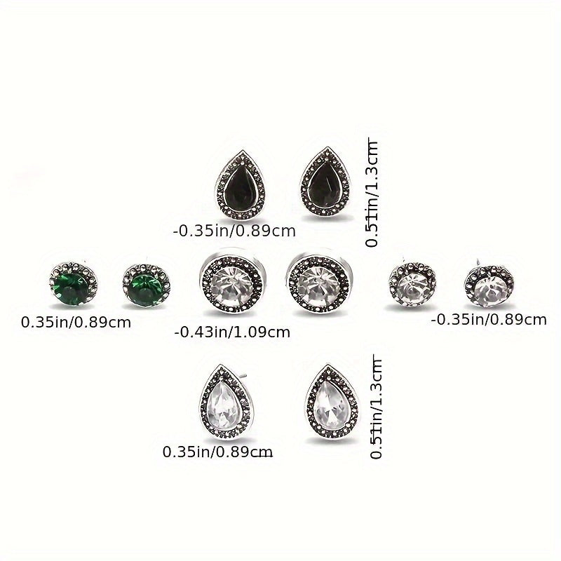 5 Pairs of Stunning Crystal Inlaid Stud Earrings Set