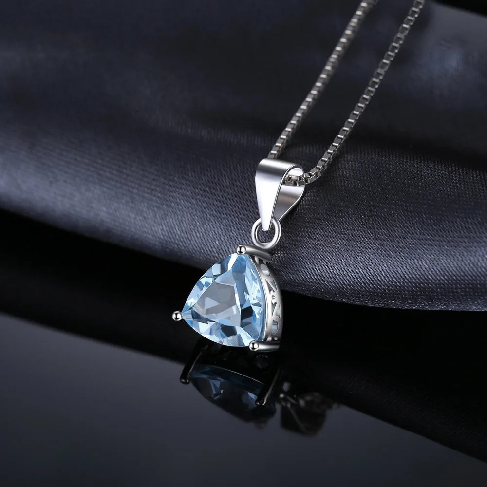 JewelryPalace 3.1ct Natural Blue Topaz 925 Sterling Silver Pendant Necklace for Woman Gemstone Statement Jewelry Without Chain