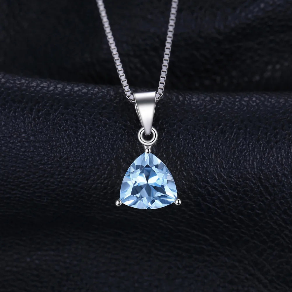 JewelryPalace 3.1ct Natural Blue Topaz 925 Sterling Silver Pendant Necklace for Woman Gemstone Statement Jewelry Without Chain