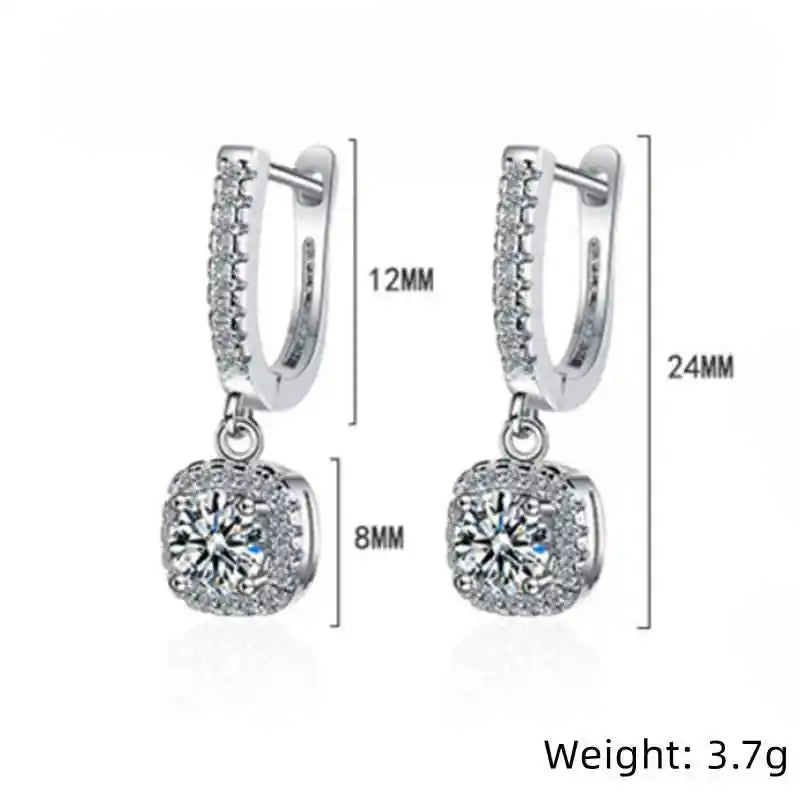 2CT Moissanite Huggie Hoop Earring for Women Lab Created Diamond 925 Sterling Silver Dainty Hoop Dangle Earring