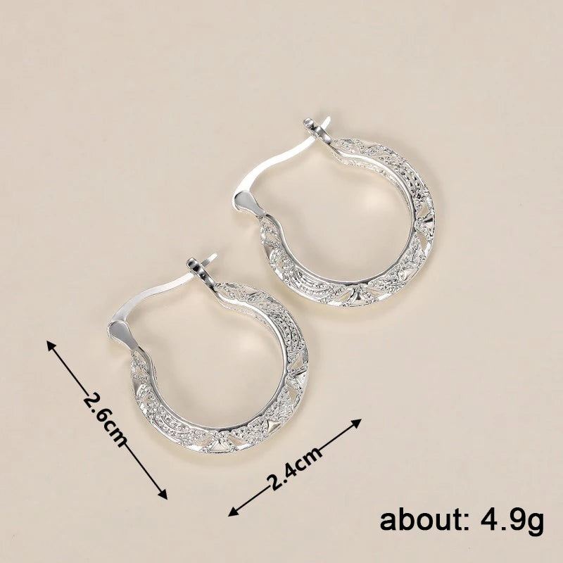 Huitan Hollow Out Hoop Earrings