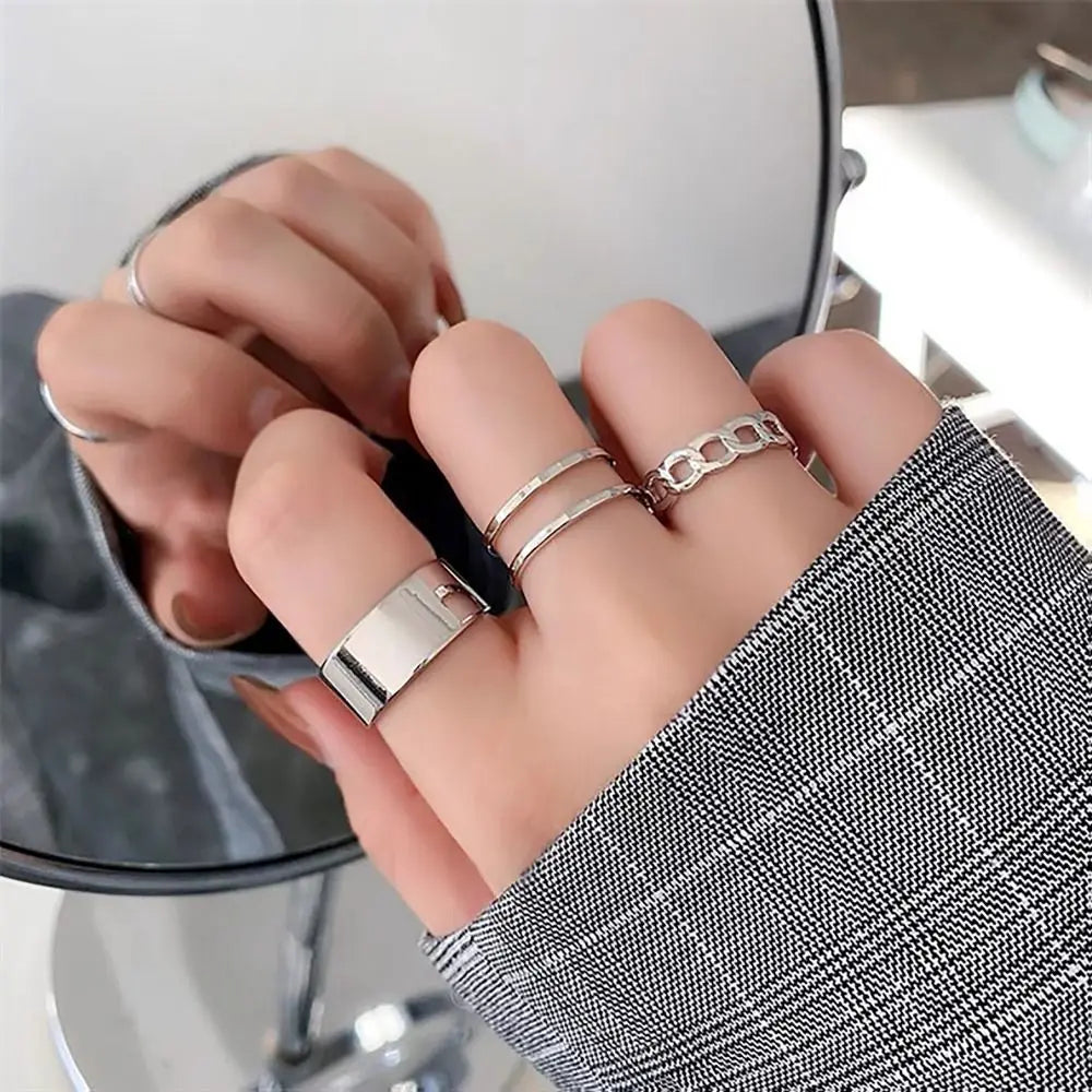 3/4pcs Women Simple Adjustable Ring Literary INS Style Butterfly Ring  Wind Hip Hop Cool Ring Exquisite Gifts