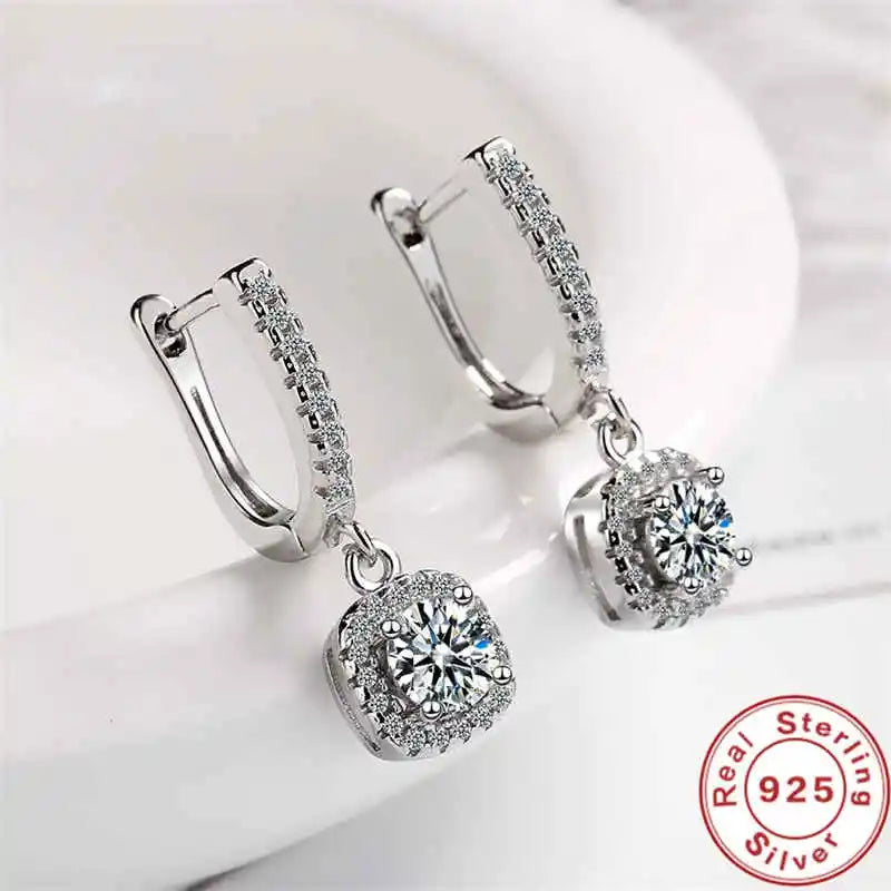 2CT Moissanite Huggie Hoop Earring for Women Lab Created Diamond 925 Sterling Silver Dainty Hoop Dangle Earring