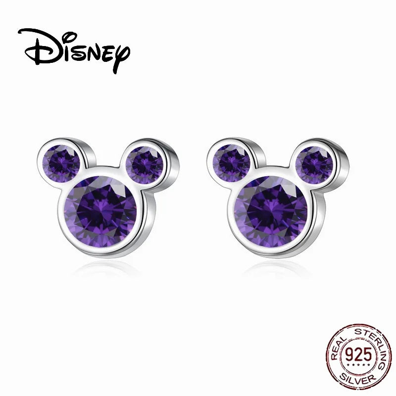 Disney Mickey Mouse Earrings 925 Sterling Silver Mickey Series Mickey Earrings Earstuds Sterling Silver Women's Star Earrings