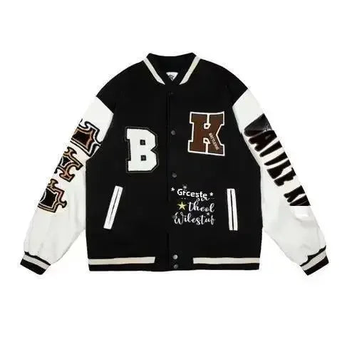 2023 American Style Vintage Letter Embroidery Printed Baseball Coat Women's Loose Fit Autumn Fashion Jacket