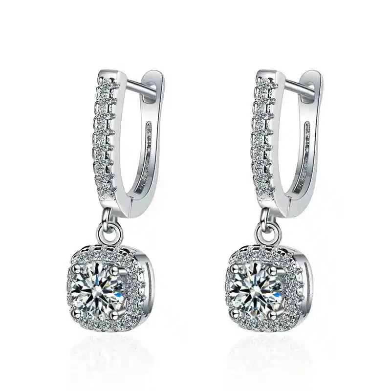 2CT Moissanite Huggie Hoop Earring for Women Lab Created Diamond 925 Sterling Silver Dainty Hoop Dangle Earring