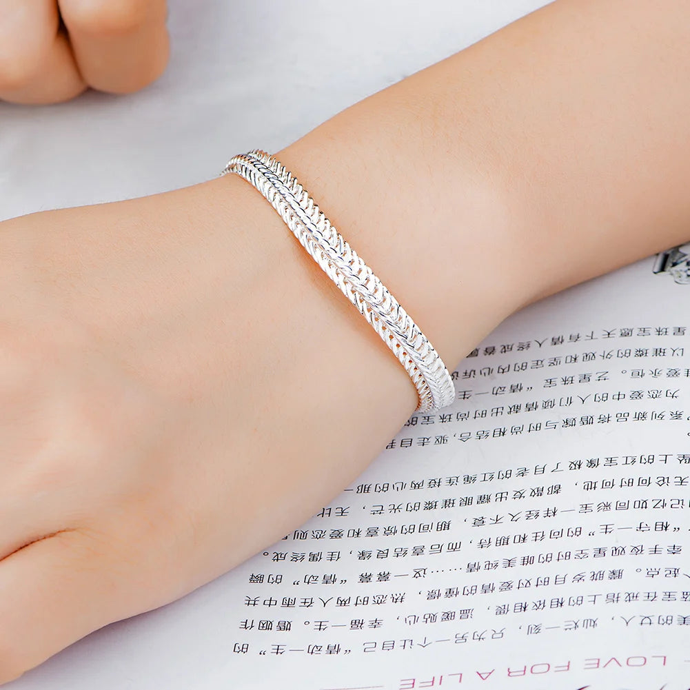 Hot sale 925 Sterling Silver bracelet cute chain women lady fashion charm jewelry wedding  party 20cm