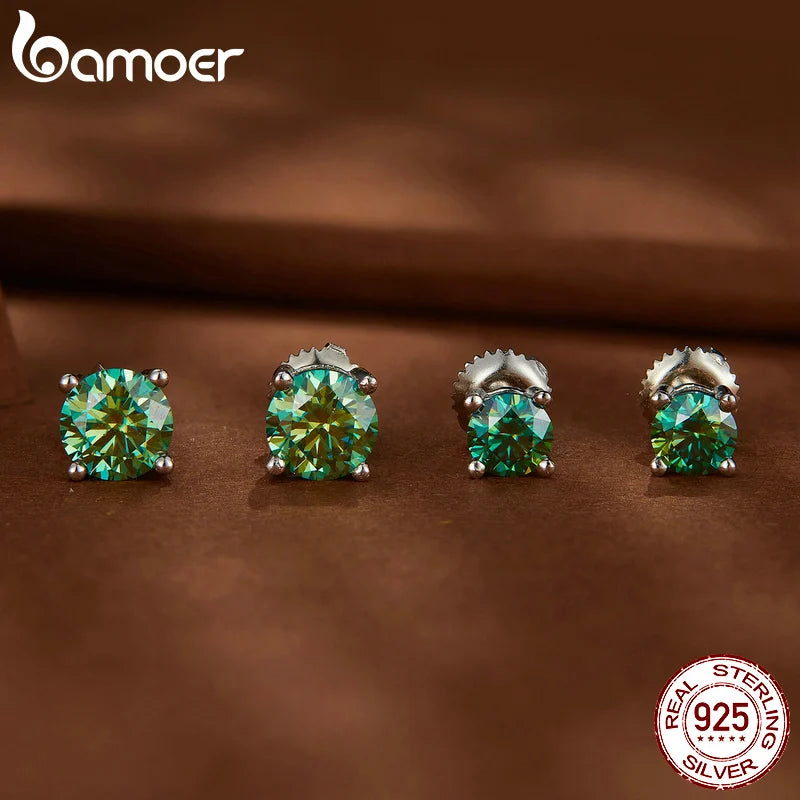 BAMOER Moissanite Earrings for Women Solid 925 Sterling Silver Heart Prong 2CTW D VVS1 Lab Diamonds Sparkling Wedding Jewelry