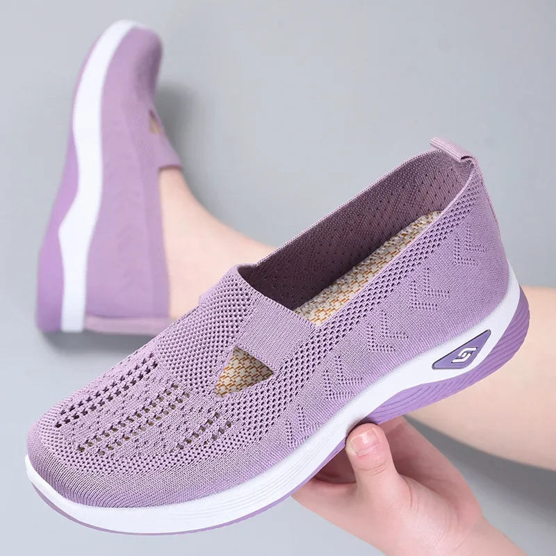 2024 New Fashion Mesh Shoes Women Shoes Mesh Sports Shoes Breathable Flats Soft Sole Casual Sneakers