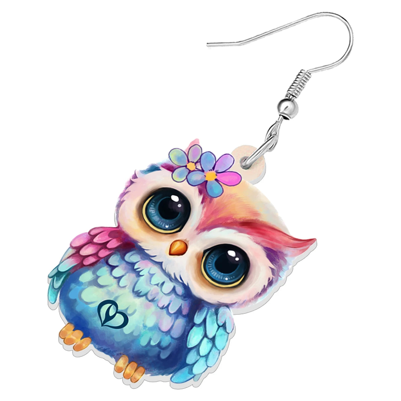 BONSNY Acrylic Chubby Big Eyes Owl Earrings Cute Bird Drop Dangle Trendy Gifts Accessories For Women Girls Kids