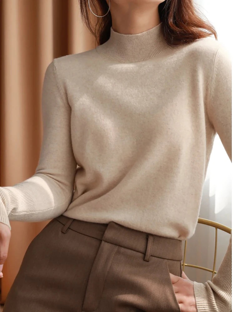 autumn winter chic bottom sweaters women fashion turtleneck pullover slim cashmere 2024 knitted Jumper Soft Warm Pull Femme