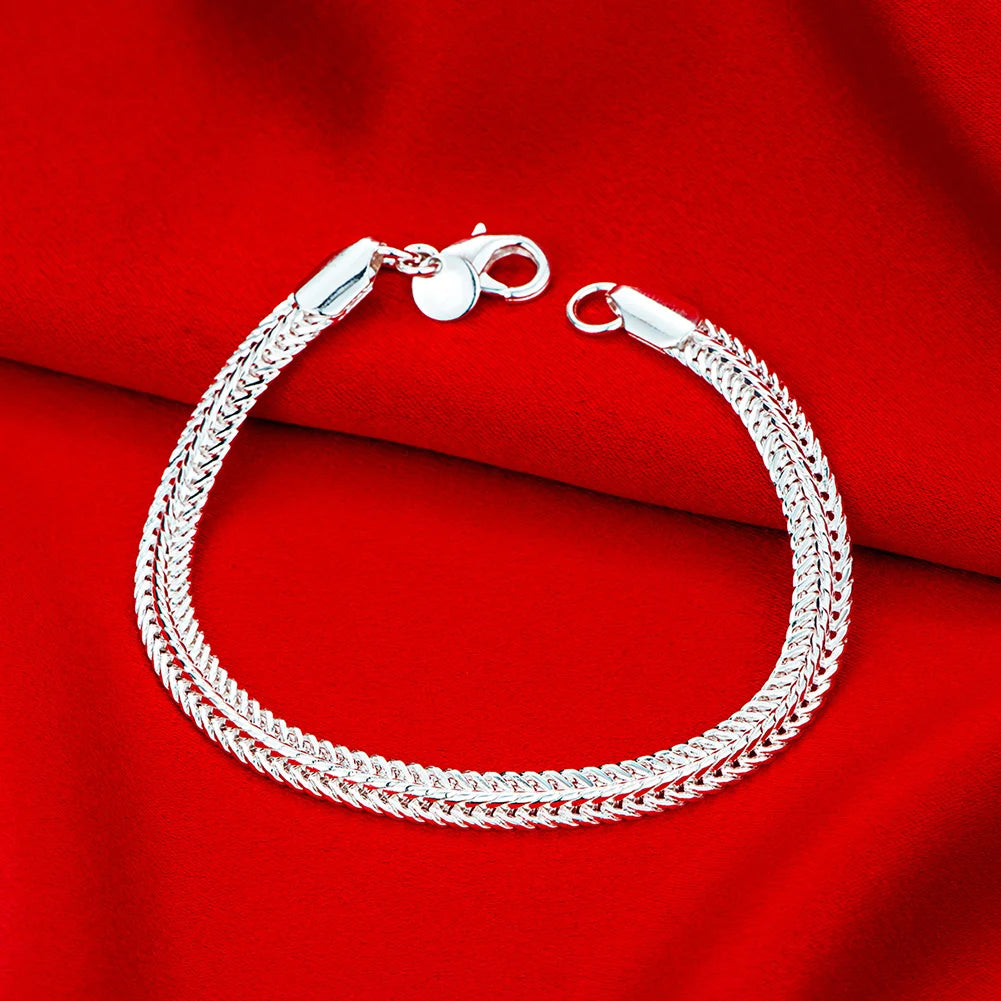 Hot sale 925 Sterling Silver bracelet cute chain women lady fashion charm jewelry wedding  party 20cm