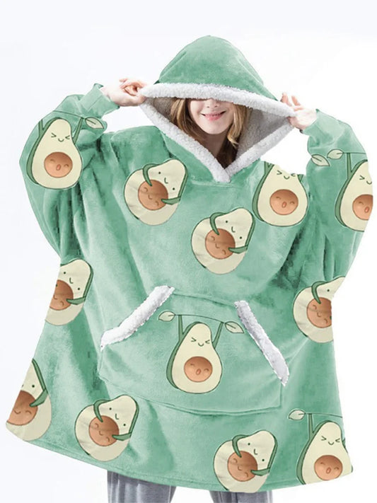 Hoodie Blanket Women Oversized Fleece Hoodie Sweatshirt Female Winter Warm Blanket with Sleeves Giant Plush Tv Blanket Hoody