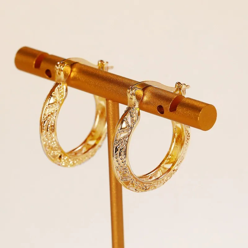 Huitan Hollow Out Hoop Earrings