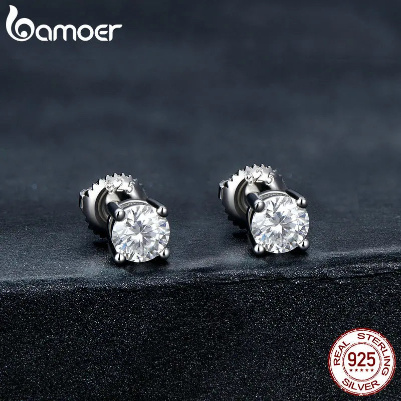 BAMOER Moissanite Earrings for Women Solid 925 Sterling Silver Heart Prong 2CTW D VVS1 Lab Diamonds Sparkling Wedding Jewelry