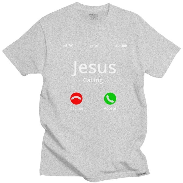 Calling Jesus T-Shirt Men's and Women's Short Sleeve O-Neck T-Shirt