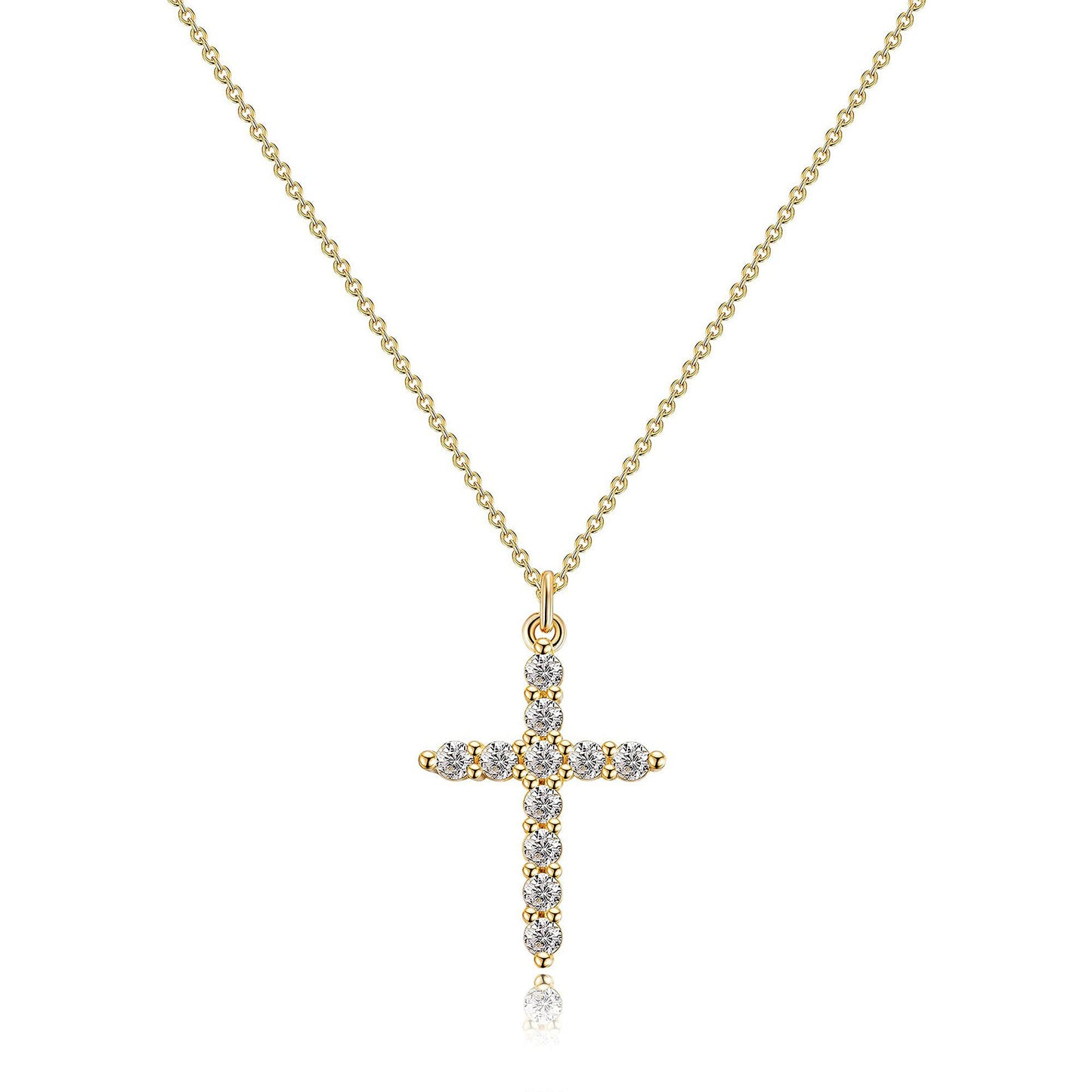 Cross Full Diamond Crown Rotatable Necklace