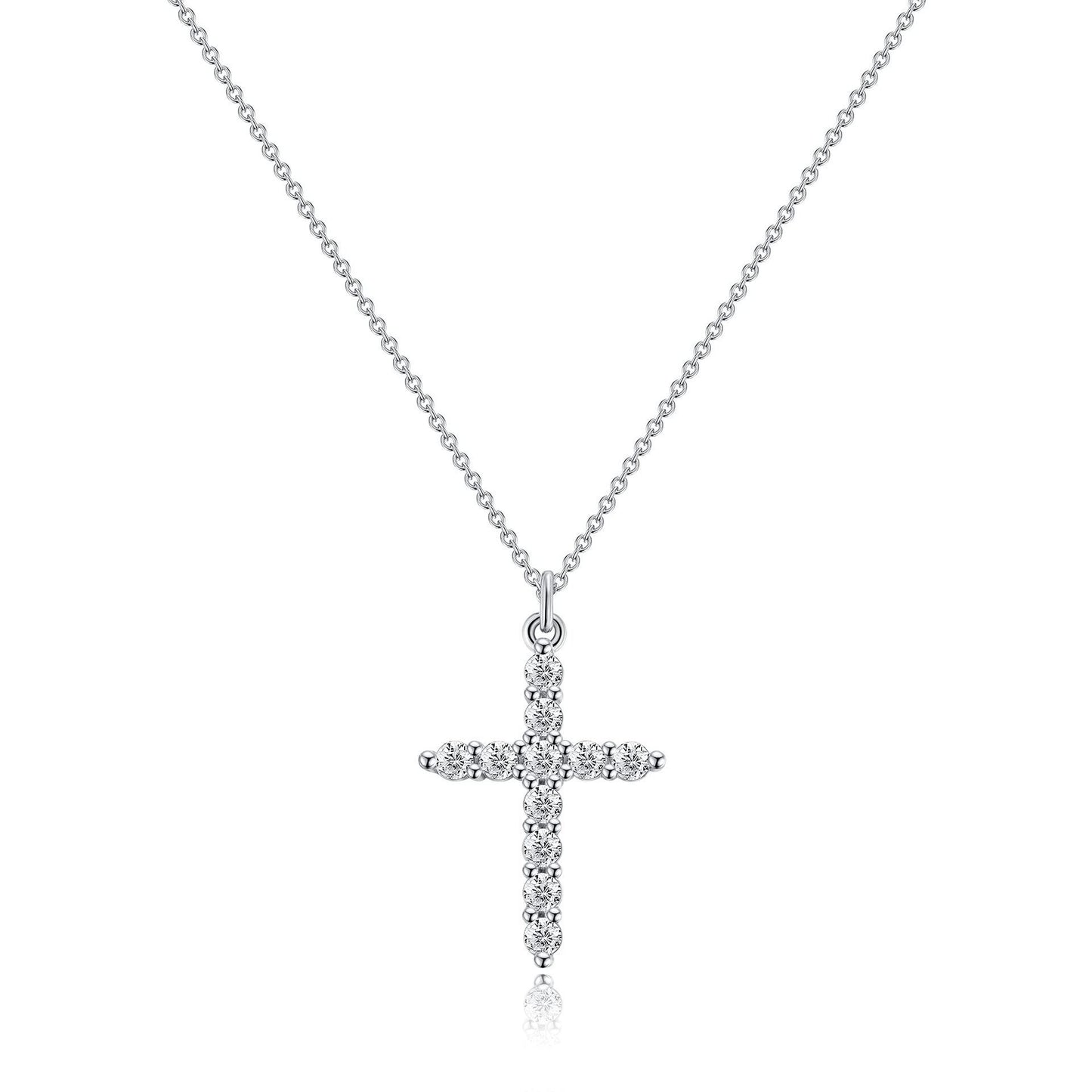 Cross Full Diamond Crown Rotatable Necklace